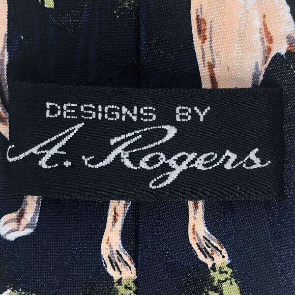 French White and Black Hound Dogs Tie - Picture 5 of 5